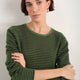 Chrissie Cashmere Jumper - Peridot/Dark Olive Micro Stripe