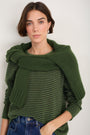 Chrissie Cashmere Jumper - Peridot/Dark Olive Micro Stripe