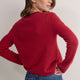 Chrissie Cashmere Jumper - Red/Aubergine Micro Stripe