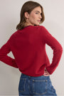 Chrissie Cashmere Jumper - Red/Aubergine Micro Stripe