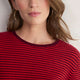 Chrissie Cashmere Jumper - Red/Aubergine Micro Stripe
