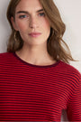 Chrissie Cashmere Jumper - Red/Aubergine Micro Stripe
