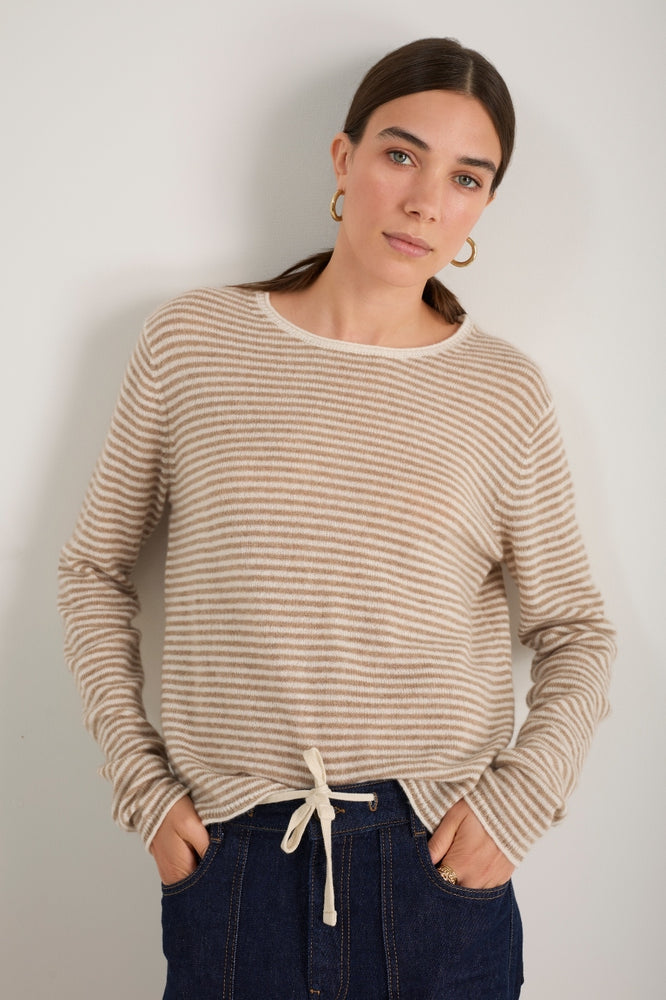Chrissie Cashmere Jumper - Oat/Ivory Stripe
