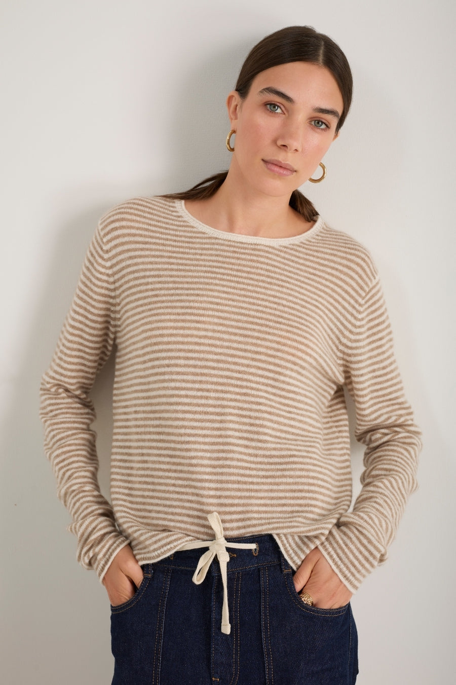 Chrissie Cashmere Jumper - Oat/Ivory Stripe