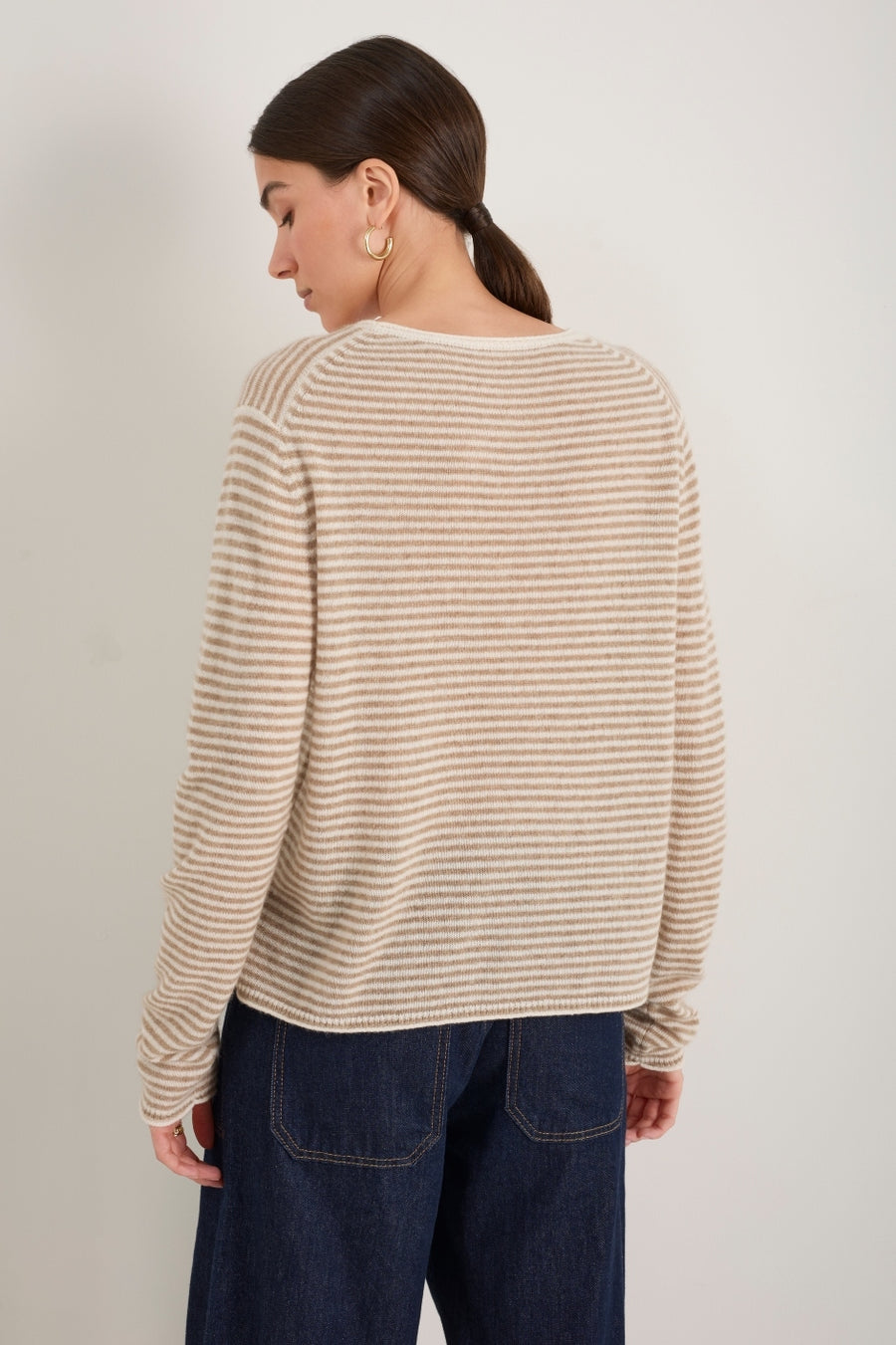 Chrissie Cashmere Jumper - Oat/Ivory Stripe