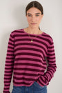 Chrissie Cashmere Jumper - Raspberry/Deep Fig Stripe