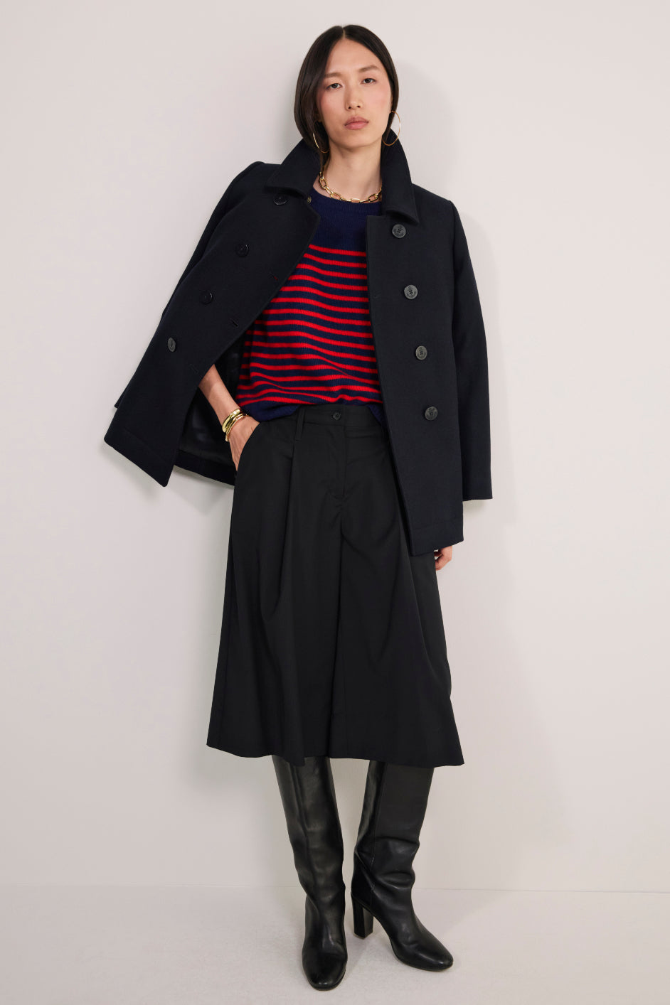 Clemence Jumper - Red/Midnight Stripe