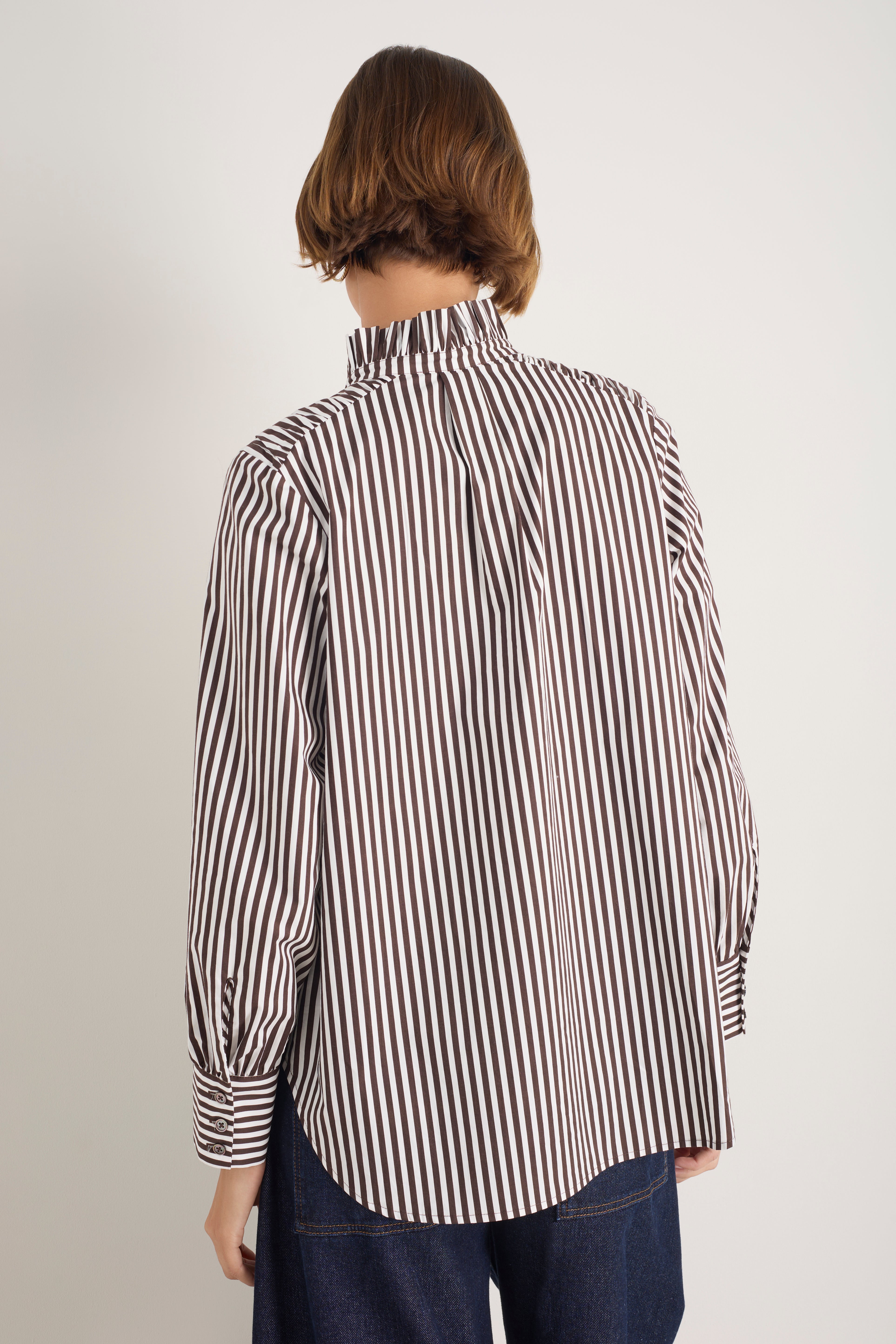 Clemmy Classic Shirt - Cocoa/Ivory Stripe