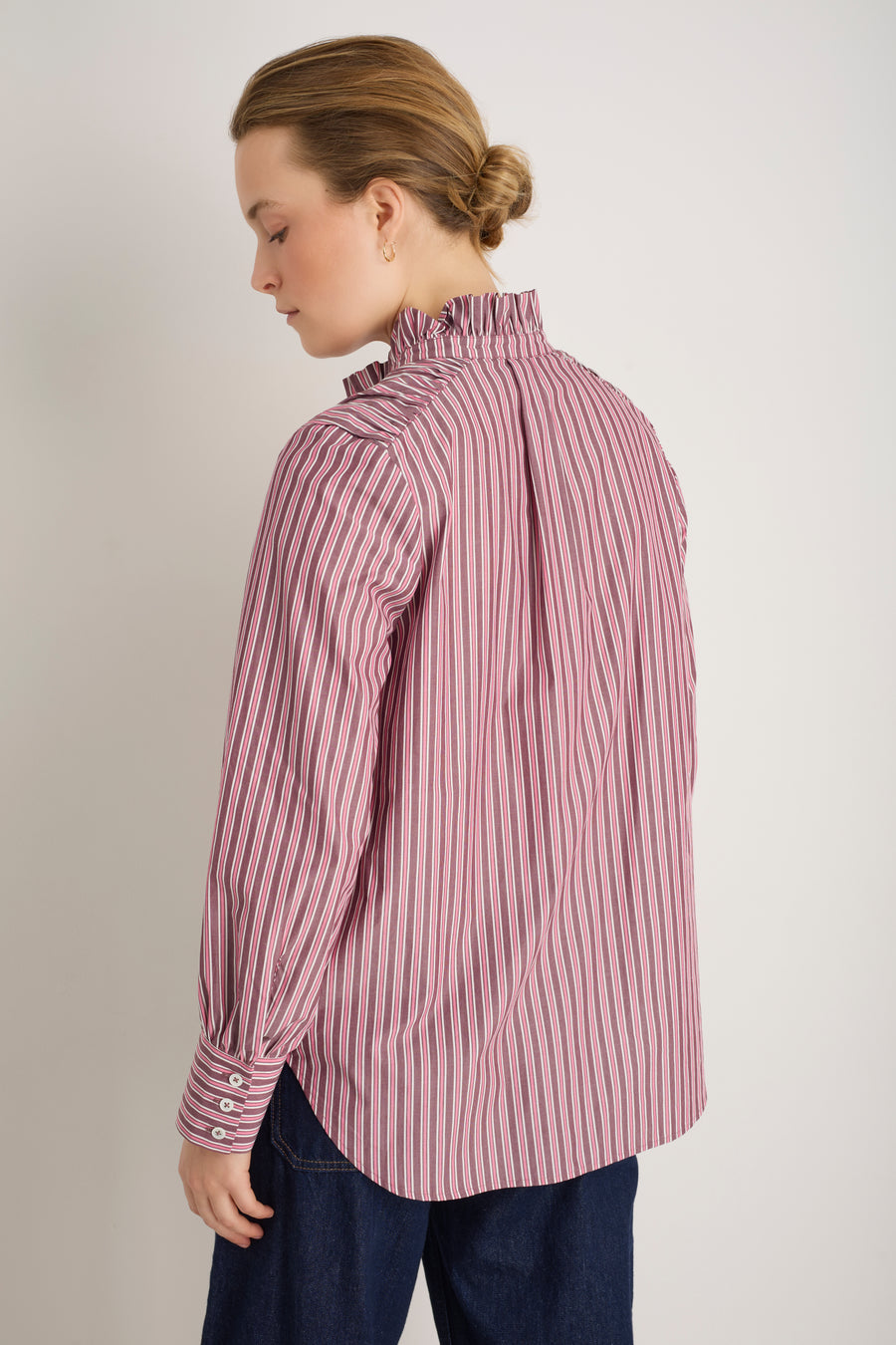 Clemmy Classic Shirt - Deep Fig/Raspberry Pink Stripe
