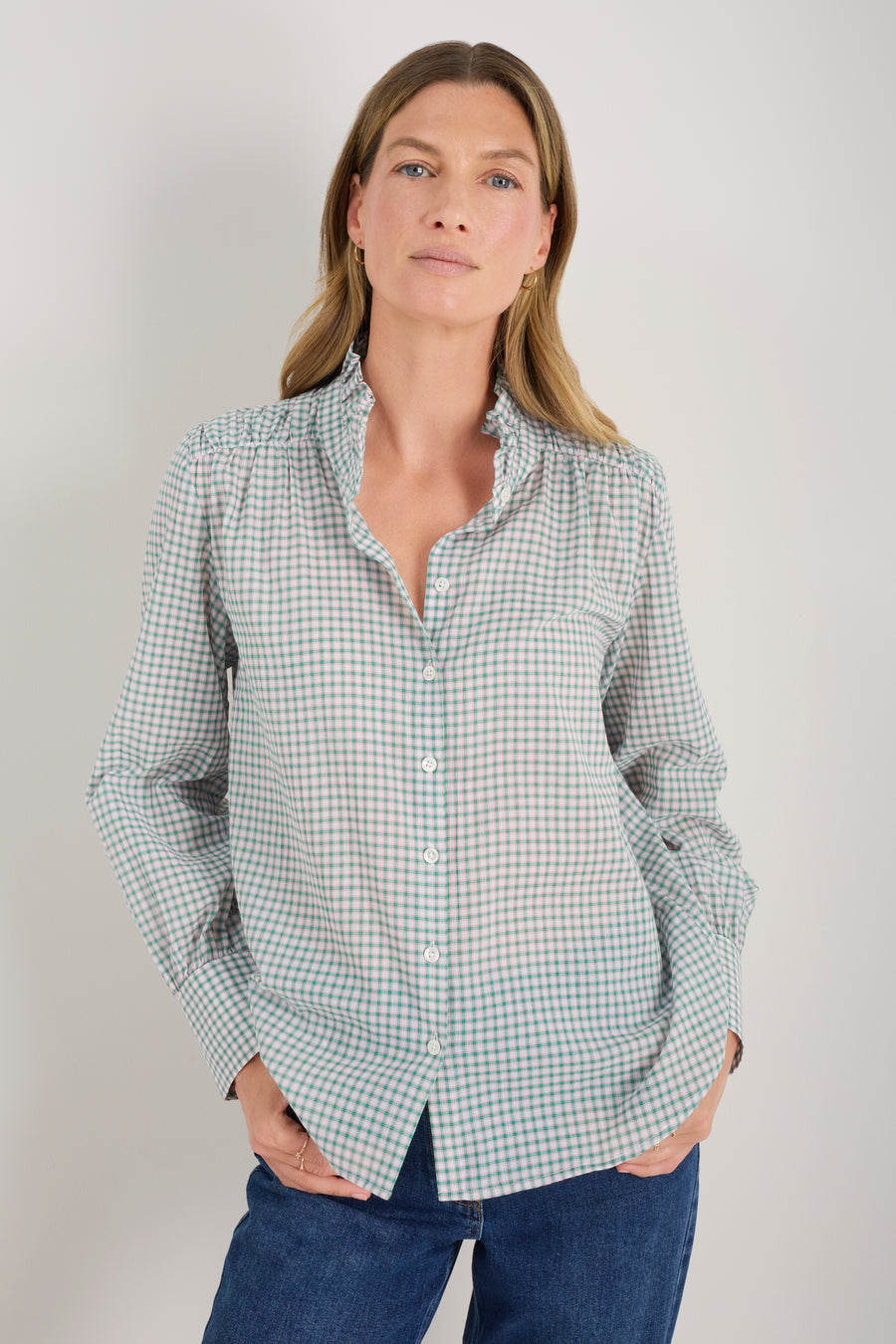 Clemmy Classic Shirt - Green/Pink Check