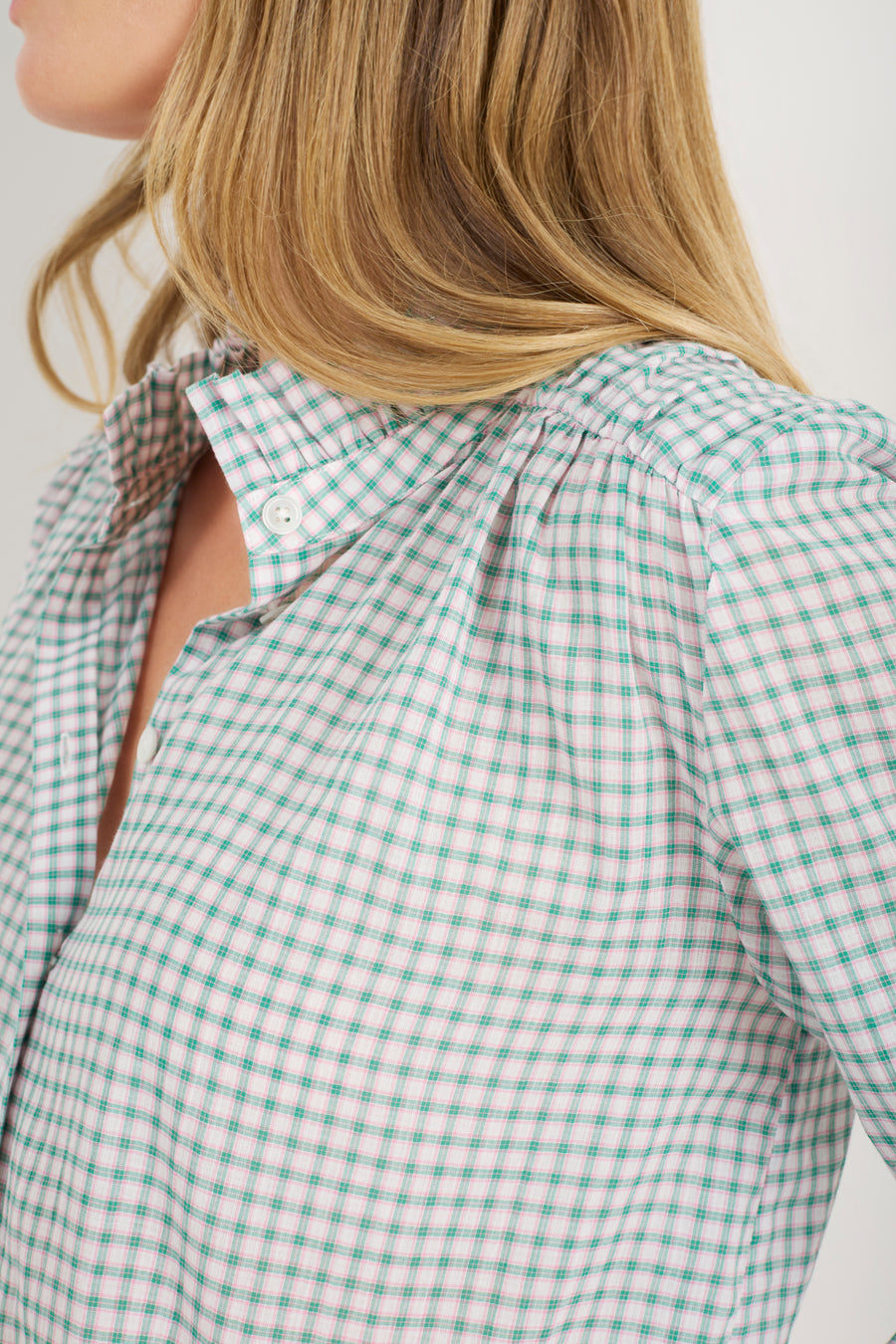 Clemmy Classic Shirt - Green/Pink Check
