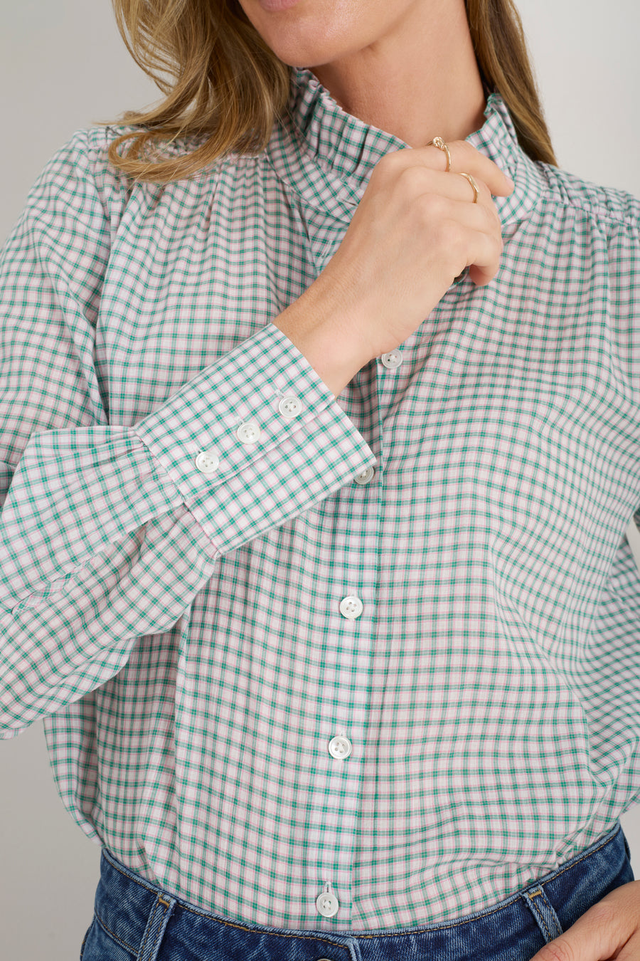 Clemmy Classic Shirt - Green/Pink Check