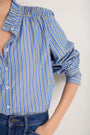 Clemmy Classic Shirt - Mid Blue/Green Stripe