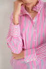 Clemmy Classic Shirt - Raspberry Pink/Ivory Stripe