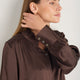 Clemmy Silk Satin Blouse - Cocoa