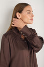 Clemmy Silk Satin Blouse - Cocoa