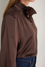 Clemmy Silk Satin Blouse - Cocoa