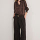 Clemmy Silk Satin Blouse - Cocoa