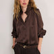 Clemmy Silk Satin Blouse - Cocoa