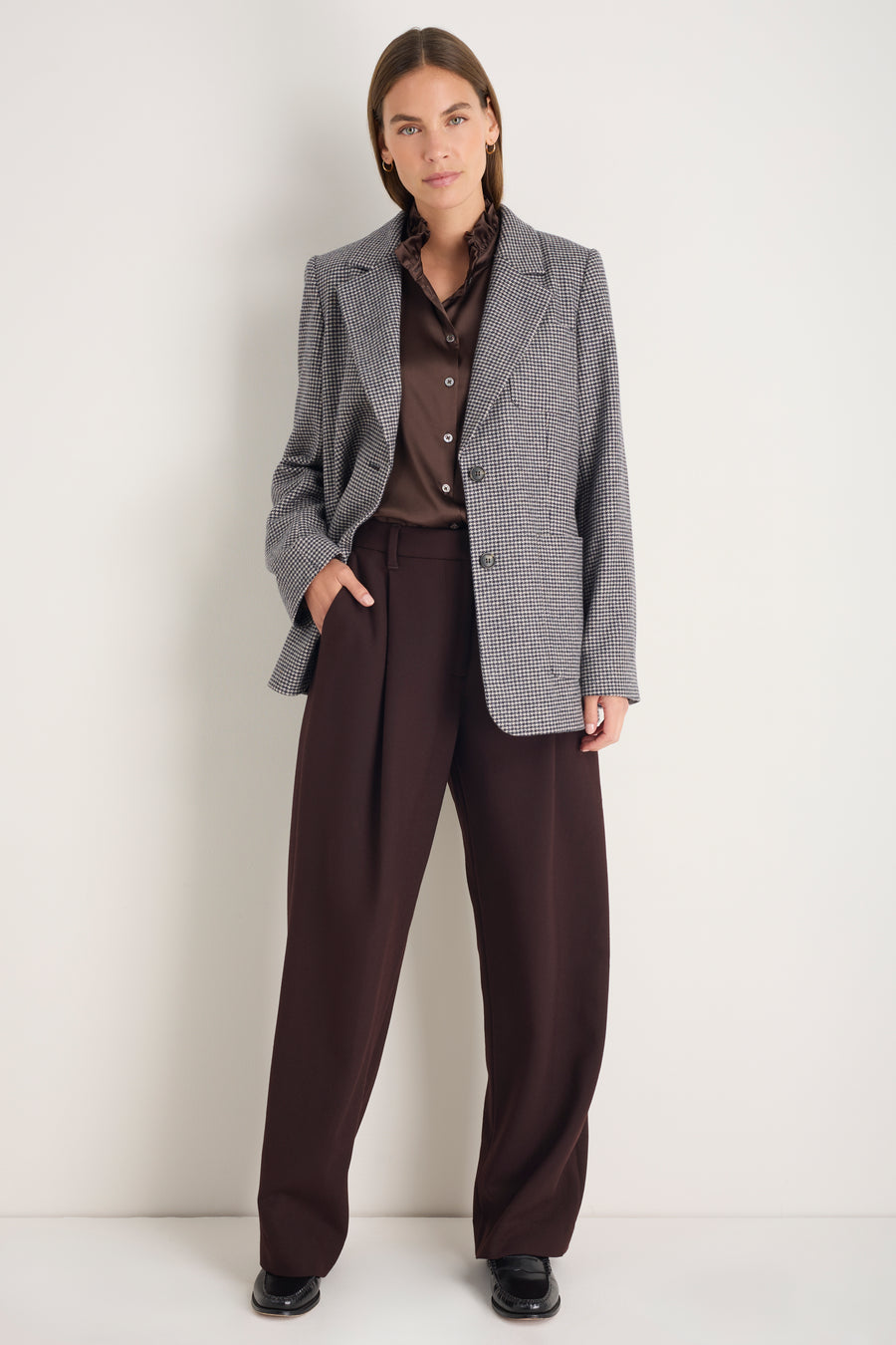 Clemmy Silk Satin Blouse - Cocoa