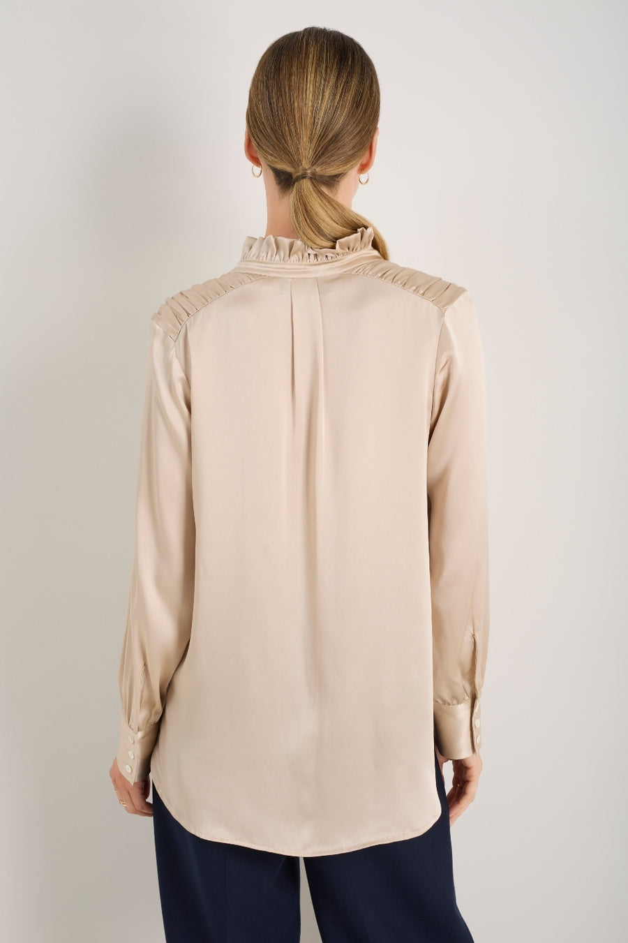 Clemmy Silk Satin Blouse - Oyster