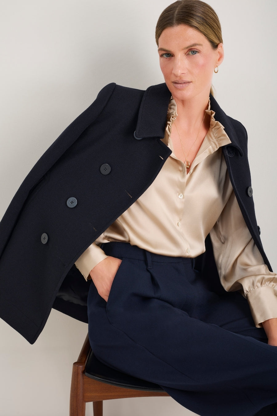 Clemmy Silk Satin Blouse - Oyster