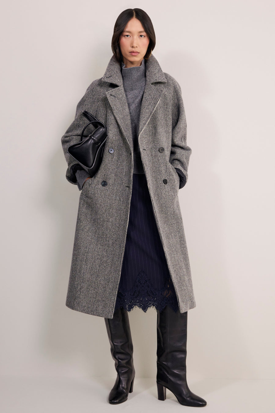 Isla Double Breasted Coat - Check