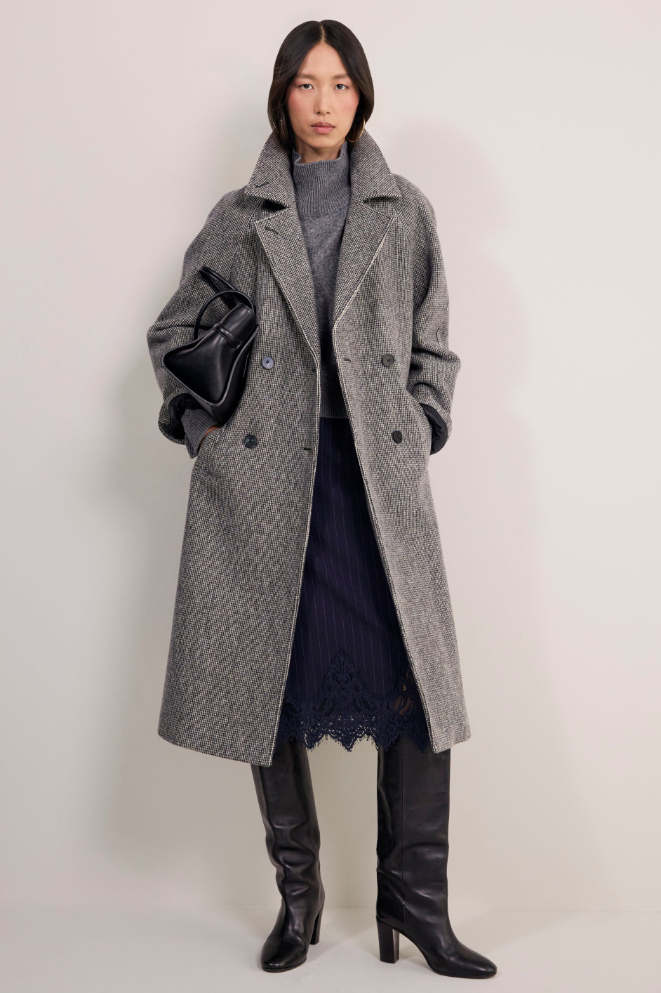 Isla Double Breasted Coat - Check