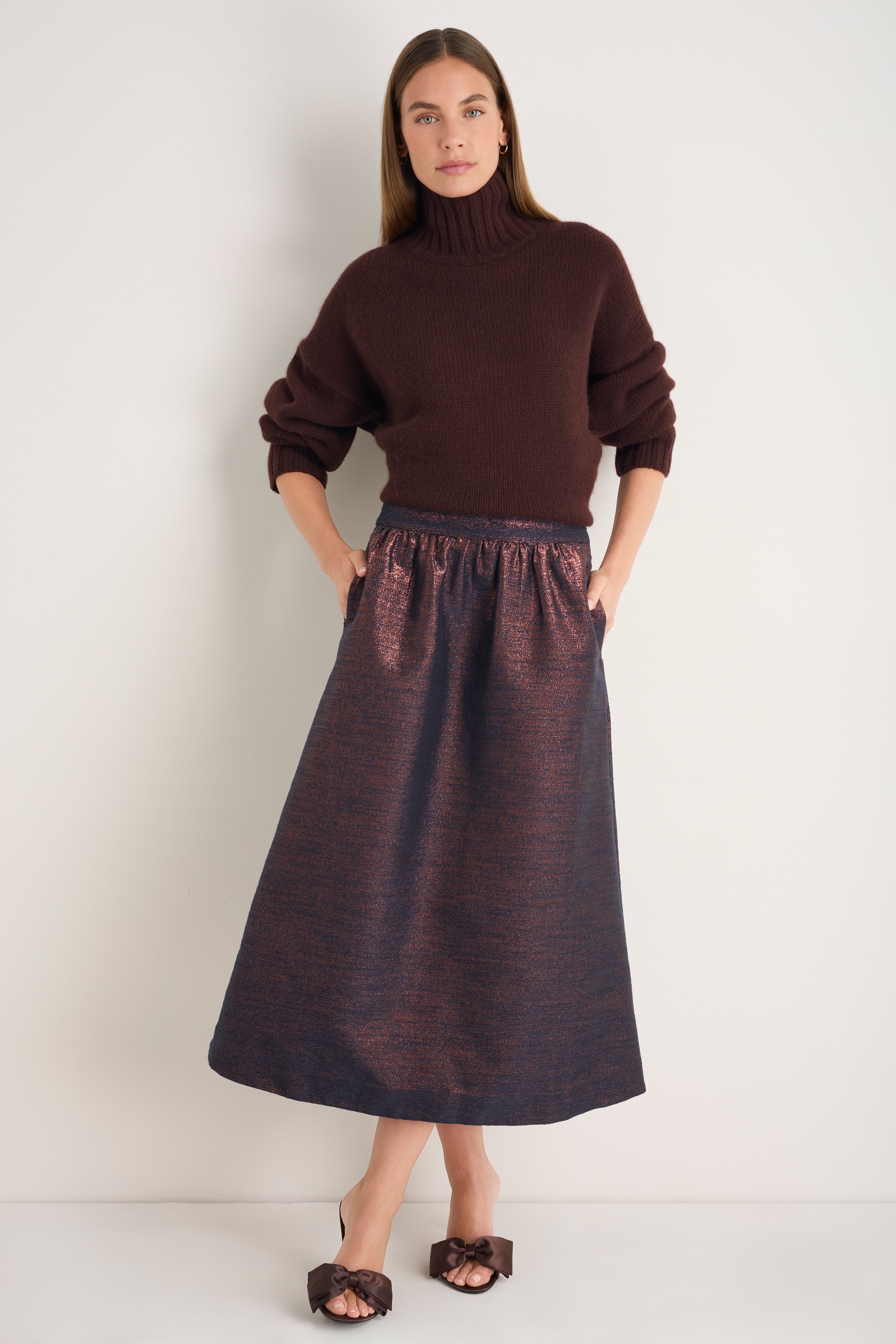 Coral Metallic Skirt - Midnight/Copper