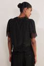 Cosette Lace Trim Blouse - Black