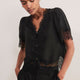Cosette Lace Trim Blouse - Black