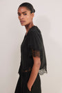 Cosette Lace Trim Blouse - Black