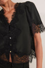 Cosette Lace Trim Blouse - Black