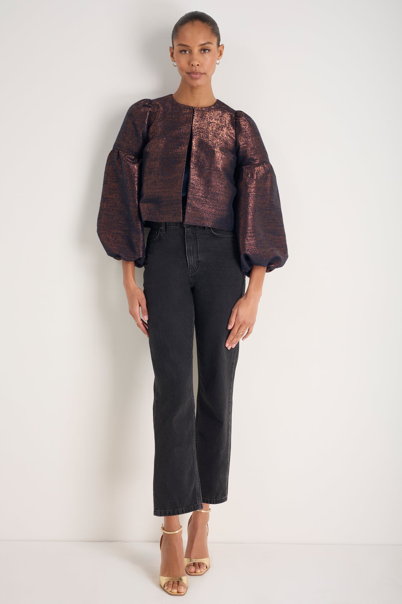 Cosima Jacket - Midnight/Copper Metallic – WYSE London
