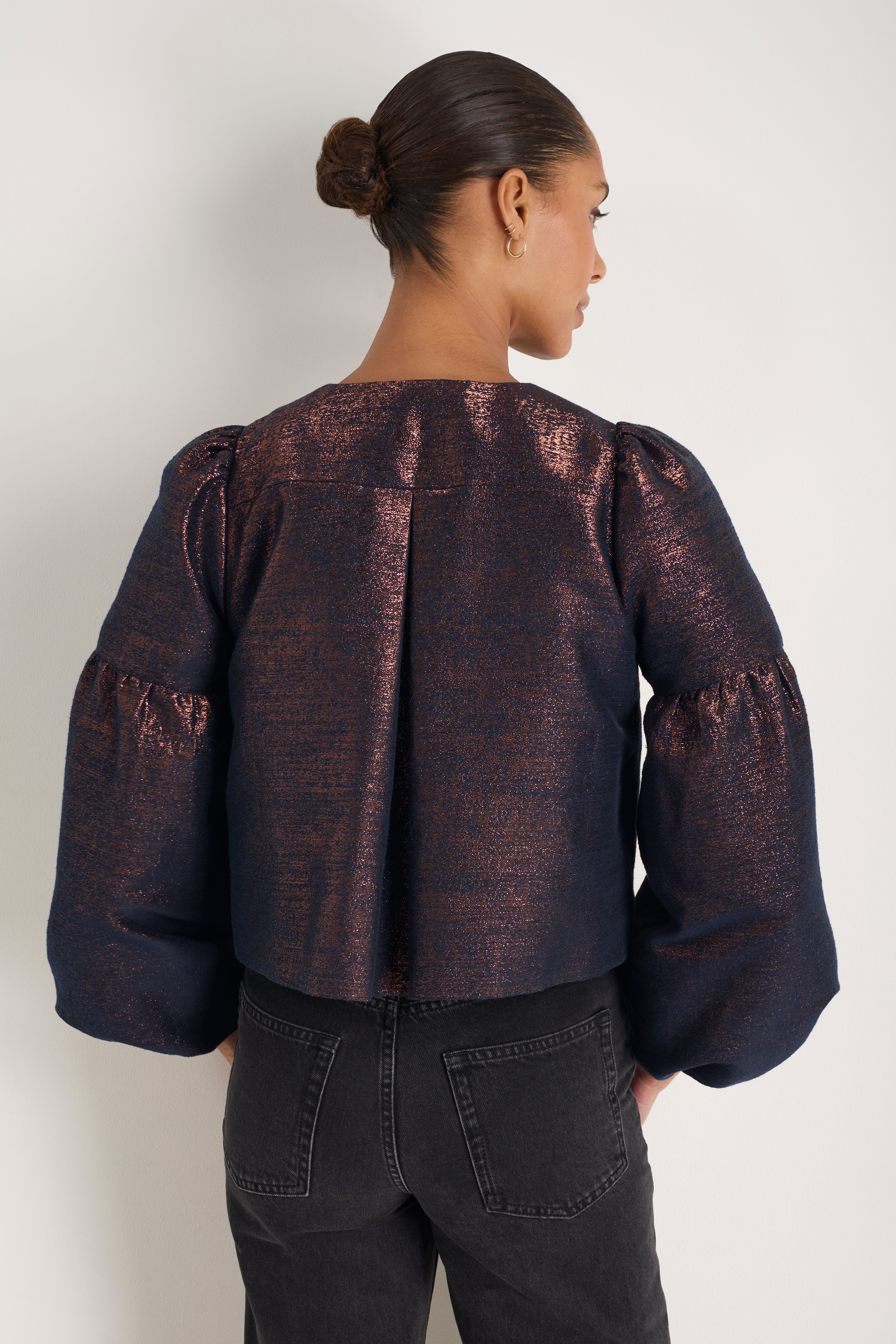 Cosima Jacket - Midnight/Copper Metallic – WYSE London