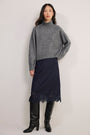 Luna Curved Hem Jumper - Grey Melange