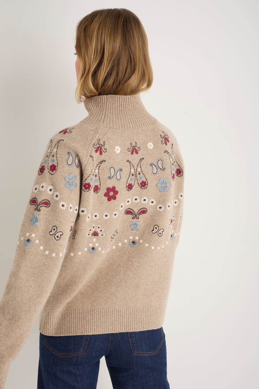 DB X Wyse Bandana Embroidered Jumper - Oat Melange