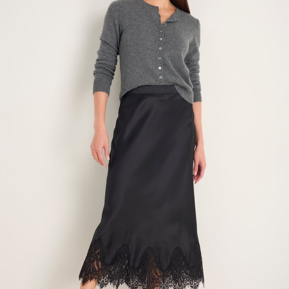 DB x WYSE Silk Lace Skirt - Black