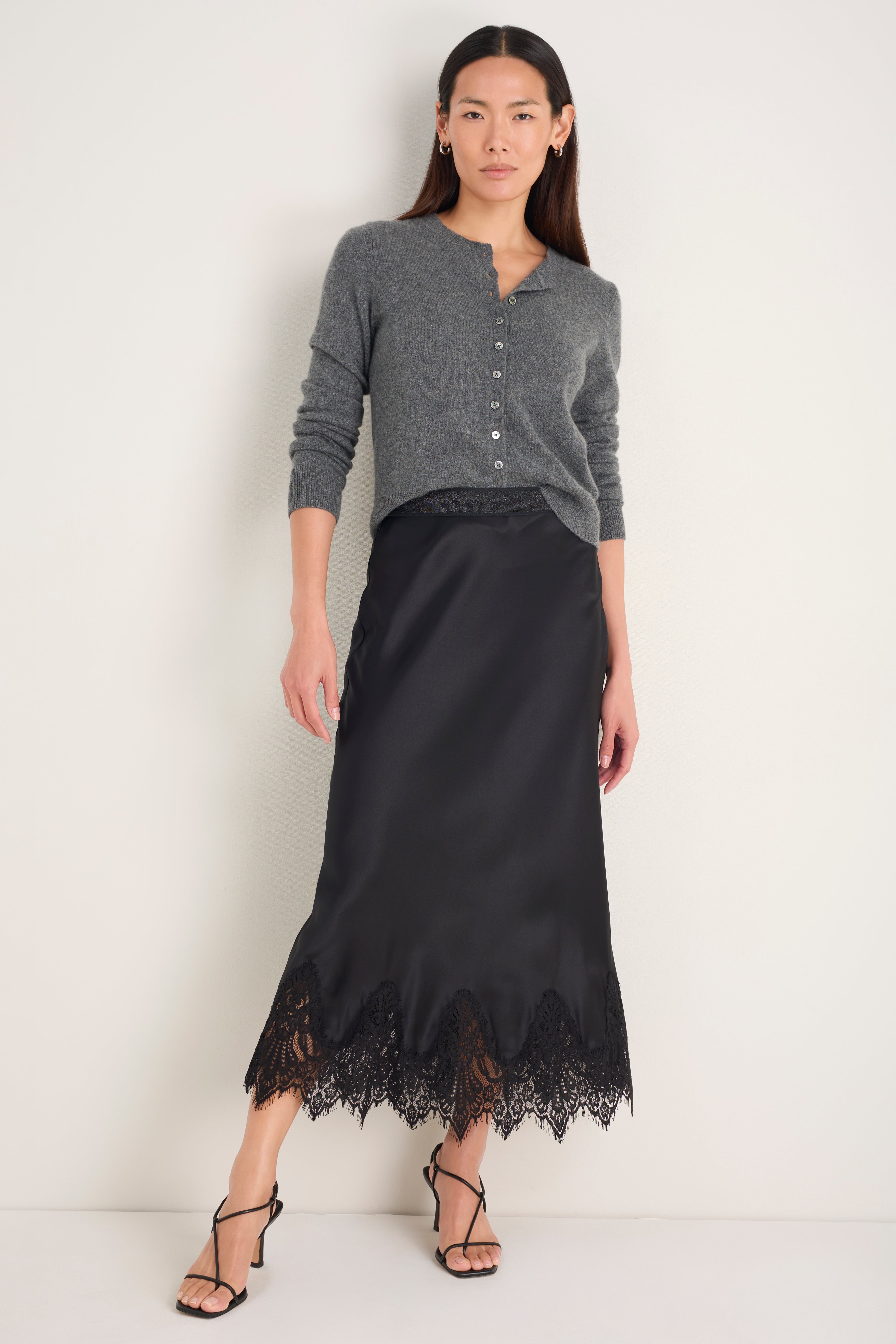 DB x WYSE Silk Lace Skirt - Black
