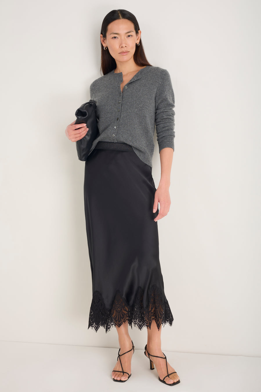 DB x WYSE Silk Lace Skirt - Black