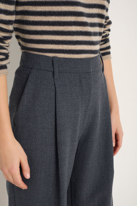 DB x WYSE Wool Blend Pleated Trouser - Charcoal Grey