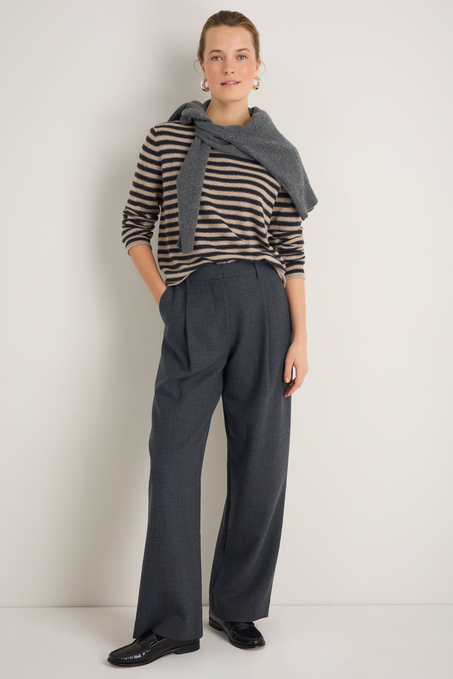 DB x WYSE Wool Blend Pleated Trouser - Charcoal Grey