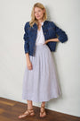 DB X Wyse Linen Skirt - Ivory/Blue Stripe