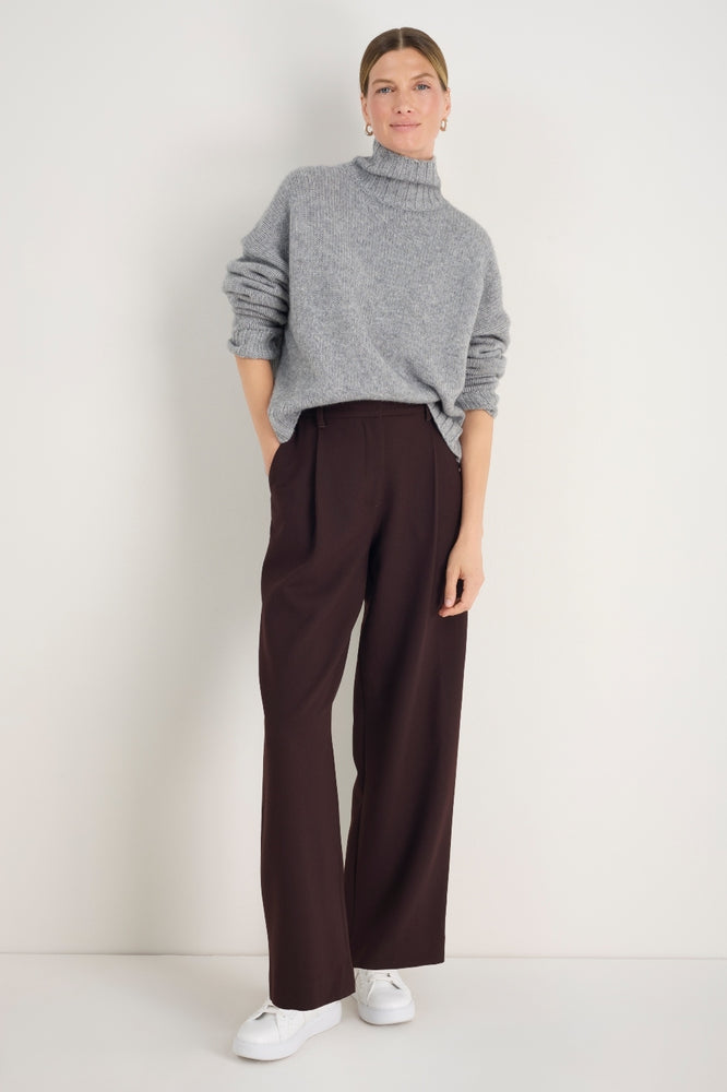 DB x WYSE Wool Blend Pleated Trouser - Cocoa