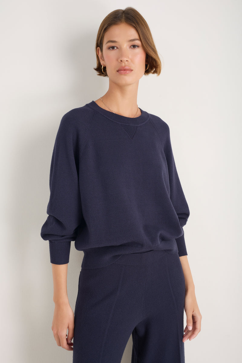 Daphne Knitted Travel Sweat - Midnight