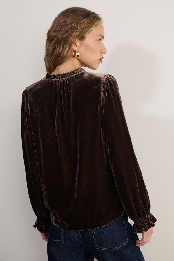 Daphne Silk Velvet Blouse - Chocolate