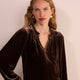 Daphne Silk Velvet Blouse - Chocolate