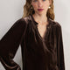 Daphne Silk Velvet Blouse - Chocolate