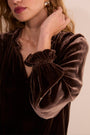 Daphne Silk Velvet Blouse - Chocolate