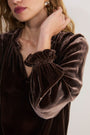 Daphne Silk Velvet Blouse - Chocolate